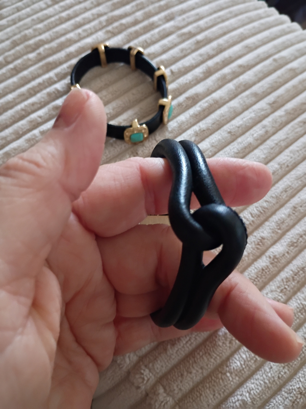 Black Knot Leather  Bracelet  and Black leather bracelet with magnetic closures